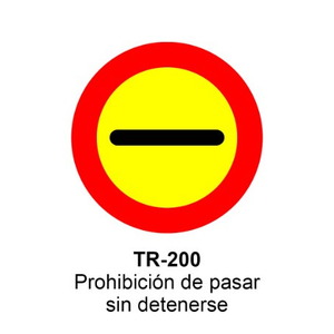 TR-200 Prohibición de pasar sin detenerse