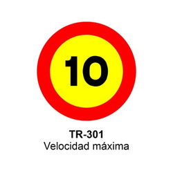TR-301 Velocidad máxima Señales OBRA (fondo amarillo)