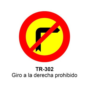 TR-302 Giro a la derecha prohibido