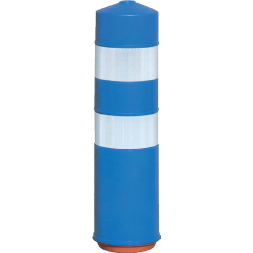 Baliza cilíndrica H75 inmune y resistente al atropello. Hito cilíndrico de delimitación y señalización en carretera. Fabricación por inyección, con elastómeros especializados de alta flexibilidad, resistencia al desgarro, estabilizados a la luz (anti-UV).