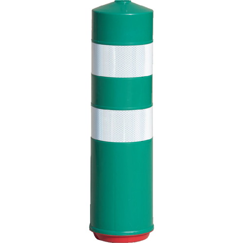 Baliza cilíndrica H75 inmune y resistente al atropello. Hito cilíndrico de delimitación y señalización en carretera. Fabricación por inyección, con elastómeros especializados de alta flexibilidad, resistencia al desgarro, estabilizados a la luz (anti-UV).