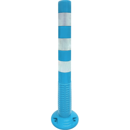Bolardo delimitador de poliuretano Flexible de 75 cm altura con 3 bandas reflectantes N1 de 5cm. Disponibles en naranja, verde, azul y verde fluorescente