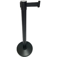 Postes separadores con cinta extensible retráctil 10904Ex Poste separador estándar negro con cinta extensible negra de 2m