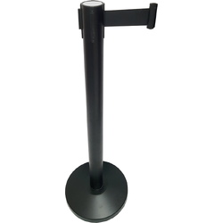 Postes separadores con cinta extensible retráctil 10904Ex Poste separador estándar negro con cinta extensible negra de 2m