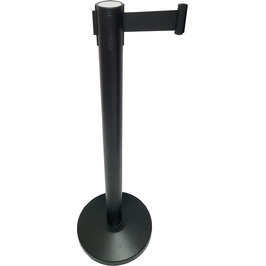 Postes separadores con cinta extensible retráctil 10904Ex Poste separador estándar negro con cinta extensible negra de 2m