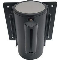 Postes separadores con cinta extensible retráctil 10918Ex Soporte a pared estándar negro con cinta extensible negra de 2m