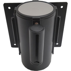 Postes separadores con cinta extensible retráctil 10918Ex Soporte a pared estándar negro con cinta extensible negra de 2m