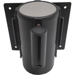 Postes separadores con cinta extensible retráctil 10918Ex Soporte a pared estándar negro con cinta extensible negra de 2m
