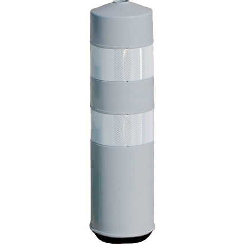 Baliza cilíndrica H75 Flexible con dos bandas reflectantes. Hito cilíndrico de delimitación y señalización en carretera. Fabricada en Polietileno (plástico) de baja densidad. Flexible y resistente al desgarro. Dimensiones: Ø19x73cm. Incluye tornillería