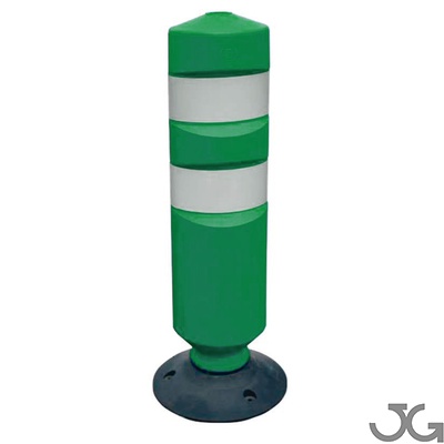 Baliza H75 base desmontable 75cm. Hito cilíndrico de señalización carretera. Fabricada en Polietileno (plástico) especial que les confiere unas propiedades flexibles. Revestido con 2 bandas Reflex HI de 10cm. Colores: rojo, verde, azul. Base de goma.