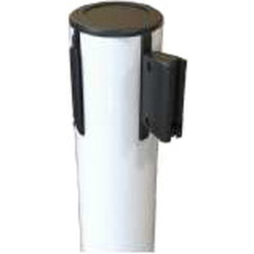 Poste separador con base cuadrada dotada con caucho para proteger el suelo de rayaduras. Medidas 380x380x13mm con un tubo de  Ø70x1,8mm. Altura total de 860mm y longitud de cinta de 3m, dotada de sistema de frenado lento para asegurar la máxima seguridad