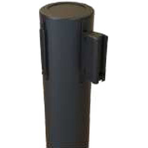 Poste separador con base cuadrada dotada con caucho para proteger el suelo de rayaduras. Medidas 380x380x13mm con un tubo de  Ø70x1,8mm. Altura total de 860mm y longitud de cinta de 3m, dotada de sistema de frenado lento para asegurar la máxima seguridad