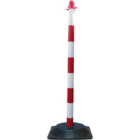 Postes y cadenas de plástico, precaución suelo mojado 102PE Poste plástico Rojo/Blanco con base cuadrada pesada