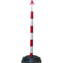 Postes y cadenas de plástico, precaución suelo mojado 102PE Poste plástico Rojo/Blanco con base cuadrada pesada