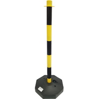 Postes y cadenas de plástico, precaución suelo mojado 102A Poste Señalización Amarillo/Negro con base octogonal rellenable