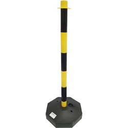 Postes y cadenas de plástico, precaución suelo mojado 102A Poste Señalización Amarillo/Negro con base octogonal rellenable
