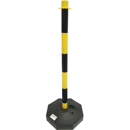 Postes y cadenas de plástico, precaución suelo mojado 102A Poste Señalización Amarillo/Negro con base octogonal rellenable