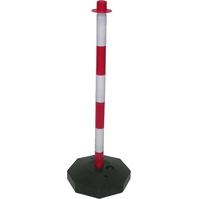 Postes y cadenas de plástico, precaución suelo mojado 102 Poste Señalización Rojo/Blanco con base octogonal rellenable