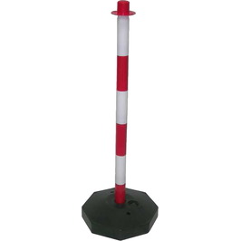 Postes y cadenas de plástico, precaución suelo mojado 102 Poste Señalización Rojo/Blanco con base octogonal rellenable