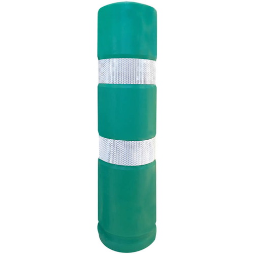 Baliza de Ø13x50 cm con 2 bandas reflectantes de 5 cm de ancho con nivel de reflexión.. Disponibles en color verde o azul