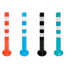 Balizas fijas  Bolardo de Poliuretano Flexible Ø80 mm – 75 cm con 3 Bandas Reflectantes N1