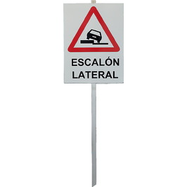 Piquetas, banderola quitamiedos, tubo naranja 400E Piqueta escalón lateral Placa 40x30cm Réflex N1