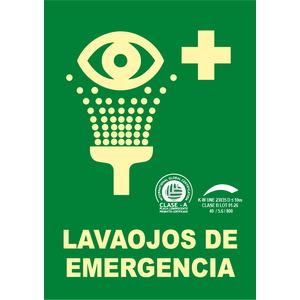 Lavaojos de emergencia - A4(210x297) Clase A Evacuación