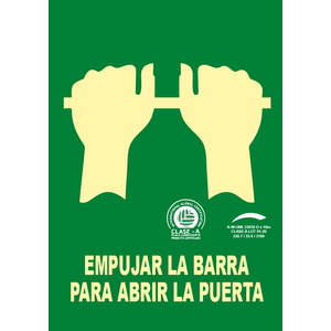Empujar la barra para abrir la puerta - A4(210x297) Clase A Evacuación