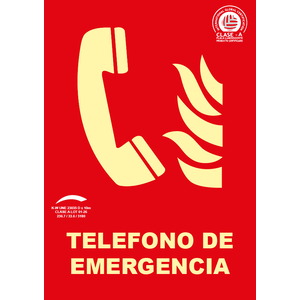 Teléfono de emergencia - A4(297x210) Clase A Extinción