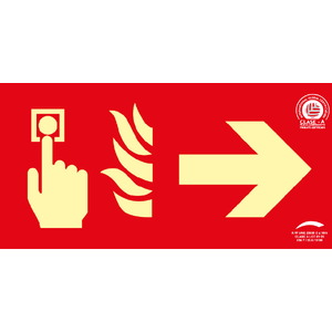 Pulsador de alarma flecha derecha - 32x16 Clase A Extinción