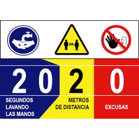 Señales combinadas de seguridad para prevención de contagios 619 Cartel combinado Normas de seguridad