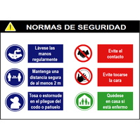 Señales combinadas de seguridad para prevención de contagios 620 Cartel combinado informativo de Normas de seguridad
