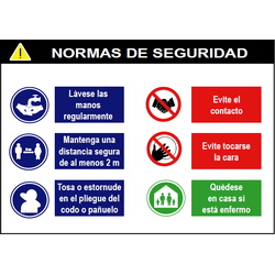 Señales combinadas de seguridad para prevención de contagios 620 Cartel combinado informativo de Normas de seguridad