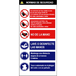Señales combinadas de seguridad para prevención de contagios 621 Cartel combinado Normas de seguridad