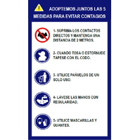 Señales combinadas de seguridad para prevención de contagios 622 Cartel señales de normas de seguridad de 5 medidas para evitar contagios