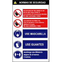 Señales combinadas de seguridad para prevención de contagios 624 Cartel combinado Normas de seguridad