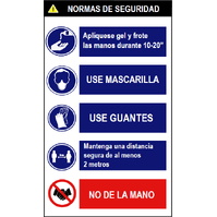 Señales combinadas de seguridad para prevención de contagios 625 Cartel combinado Normas de seguridad