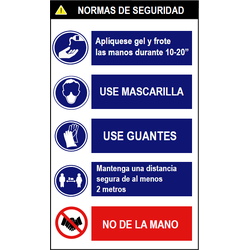 Señales combinadas de seguridad para prevención de contagios 625 Cartel combinado Normas de seguridad