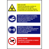 Señales combinadas de seguridad para prevención de contagios 626 Cartel combinado Normas de seguridad