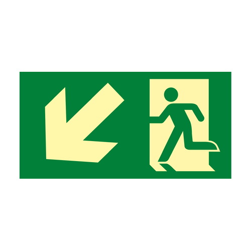 Señales horizontales fotoluminiscentes de evacuación de emergencia para casos de emergencia. Disponibles en 320x160mm, 224x224mm y 160x160mm