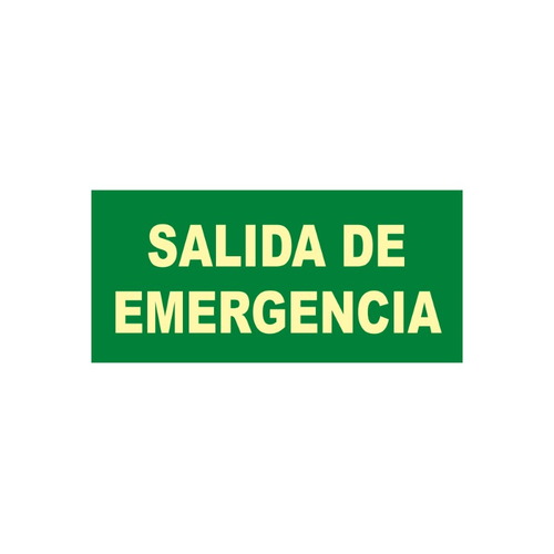 Señales verticales de evacuación, salvamento y socorro fotoluminiscentes. Advierten del lugar donde se encuentran las salidas de emergencia, lavabos, duchas de descontaminación, primeros auxilios, etc.