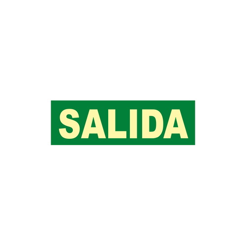 Señales verticales de evacuación, salvamento y socorro fotoluminiscentes. Advierten del lugar donde se encuentran las salidas de emergencia, lavabos, duchas de descontaminación, primeros auxilios, etc.