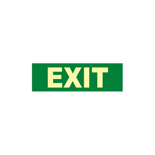 Señales verticales de evacuación, salvamento y socorro fotoluminiscentes. Advierten del lugar donde se encuentran las salidas de emergencia, lavabos, duchas de descontaminación, primeros auxilios, etc.
