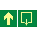 EV139 Indicación de puerta salida Flecha Arriba.
Estas señales se suministran en dos unidades de medidas de 224x224mm