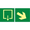 EV144 Indicación de puerta salida Flecha Oblicua Derecha.
Estas señales se suministran en dos unidades de medidas de 224x224mm