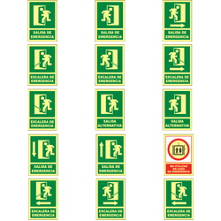 Señales de evacuación, salvamento y socorro  Señales verticales fotoluminiscentes para rutas de evacuación