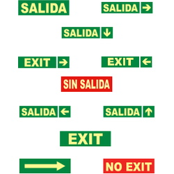 Señales de evacuación, salvamento y socorro  Señales de emergencia fotoluminiscentes de medidas 297x105mm