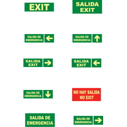 Señales de evacuación, salvamento y socorro  Señales de emergencia fotoluminiscentes de medidas 297x148mm