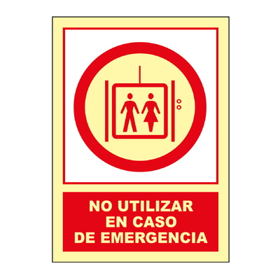 Señales verticales de evacuación, salvamento y socorro fotoluminiscentes. Advierten del lugar donde se encuentran las salidas de emergencia, lavabos, duchas de descontaminación, primeros auxilios, etc.