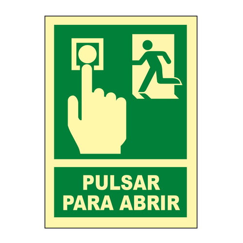 Señales verticales de evacuación, salvamento y socorro fotoluminiscentes. Advierten del lugar donde se encuentran las salidas de emergencia, lavabos, duchas de descontaminación, primeros auxilios, etc.